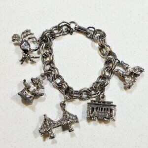 Vintage San Francisco Charm Bracelet Cable Car Golden Gate Seals Chinatown 60s